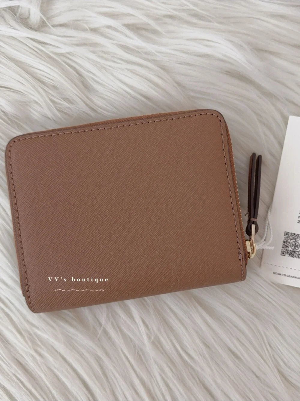 NWT Tory Burch Emerson Mini Wallet Saffiano Leather Moose Brown 147606 RARE